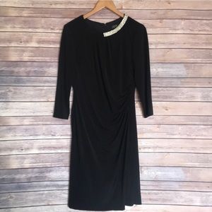 Tahari Arthur Levine rhinestone black formal dress